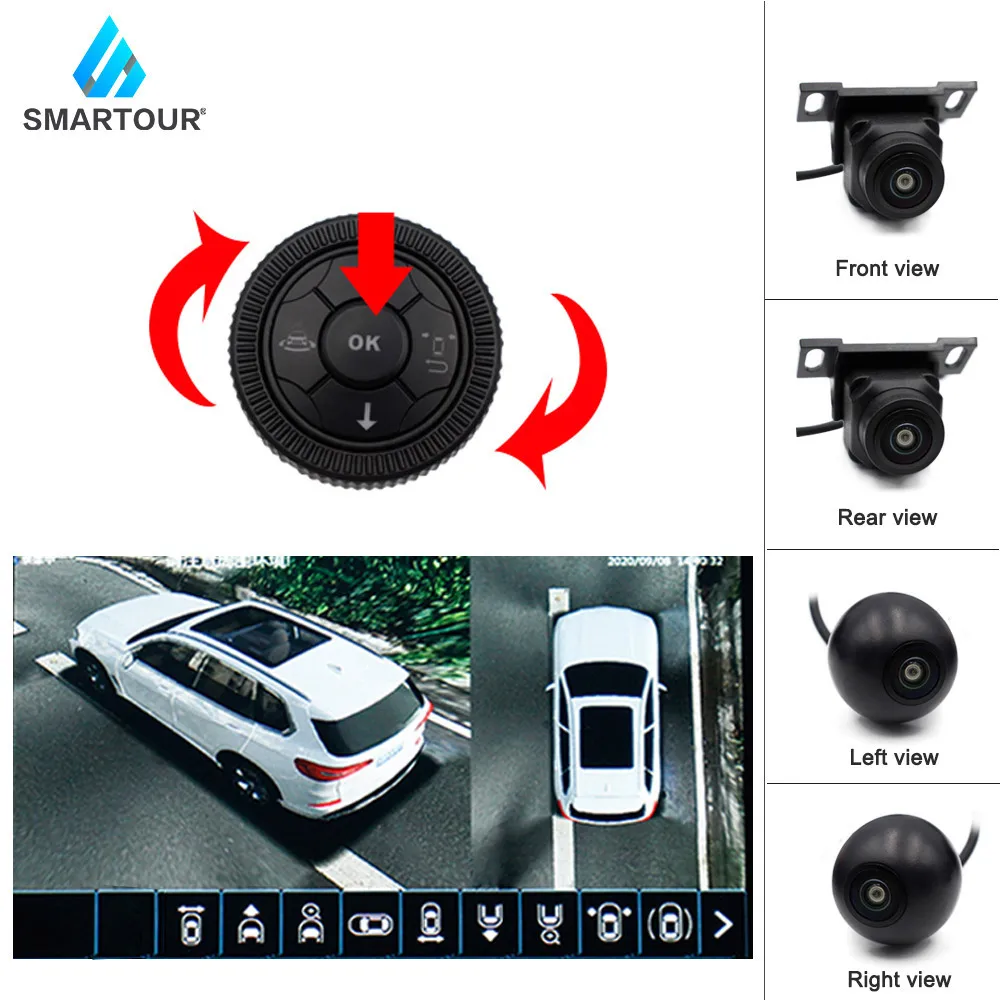 4 Camera UHD 3D 360 Degree Surround Bird View System Car DVR Rear View Camera Recording Parking Universal Side Camera System