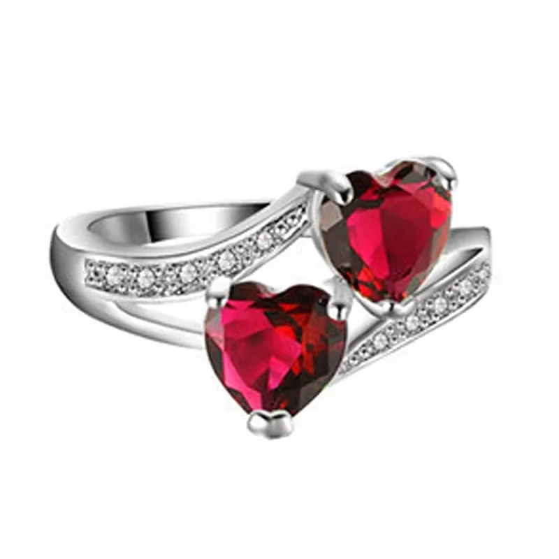 HuiSept – bague en argent 925, bijoux en forme de cœur, pierres précieuses en topaze, saphir, rubis, Zircon, pour femmes, fête de mariage, vente en