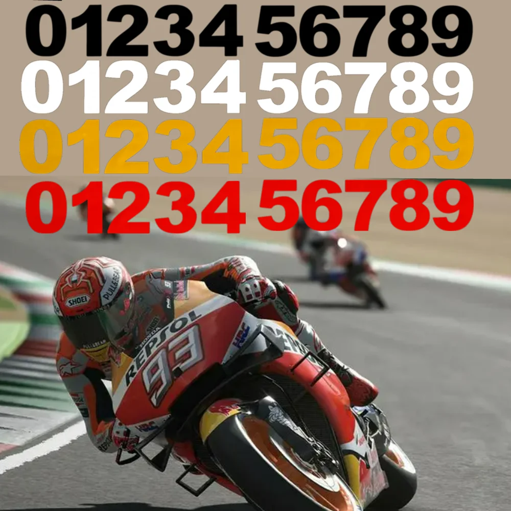 Numbers Sticker 0123456789 Arabic Decorative Paster Car Racing DIY Refit Reflective Decals Motorcycle Head Helmet Cover