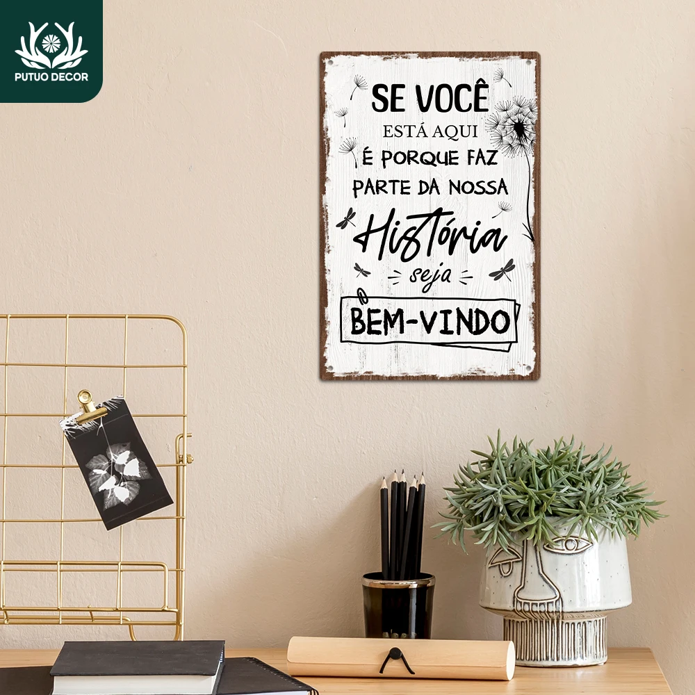 Putuo ديكور 1 قطعة علامة القصدير المعدنية البرتغالية خمر ، SE VOCÈ ESTÁ AQUI ، جدار ديكور فني للمنزل مكتب حانة نادي ، هدية