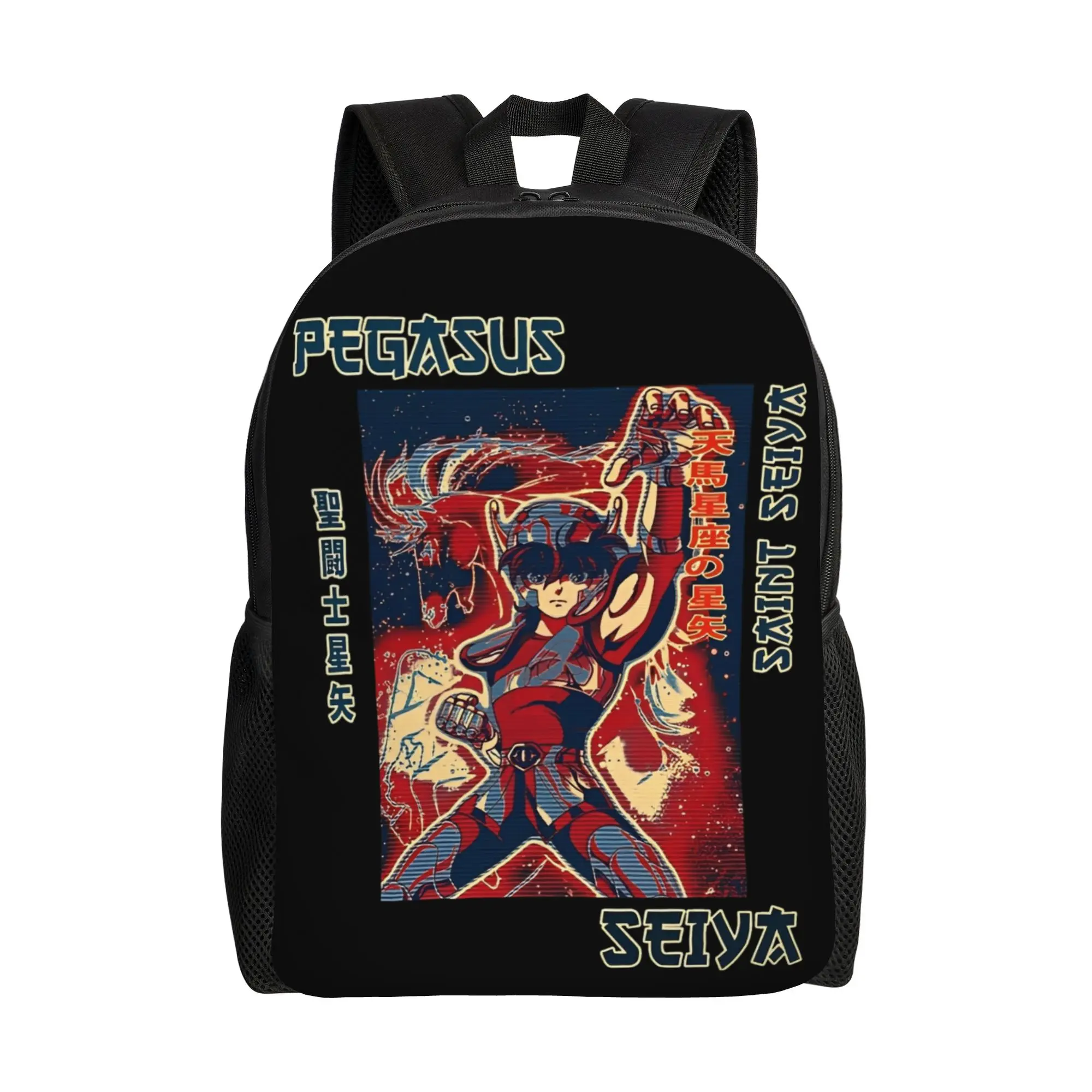 Mochila Bandai Black Art Pegasus Saint Seiya Anime Andromeda para Fans, Mochila Clásica Resistente para Senderismo