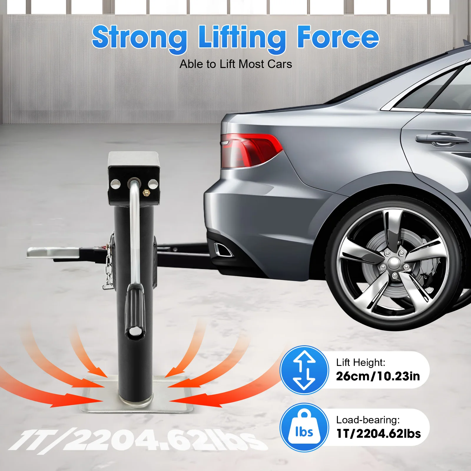 1T/2204lbs Car Jack Trailer Jack with Manual Hand Pump Auto Repair Jack Floor Jack Fast Lift Service Jack Adjustable