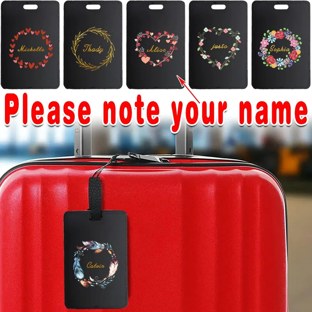 

Customized Name Leather Luggage Tag Suitcase Baggage Bag Airplane Pass Boarding Travel Accessories Label Identifier Protector