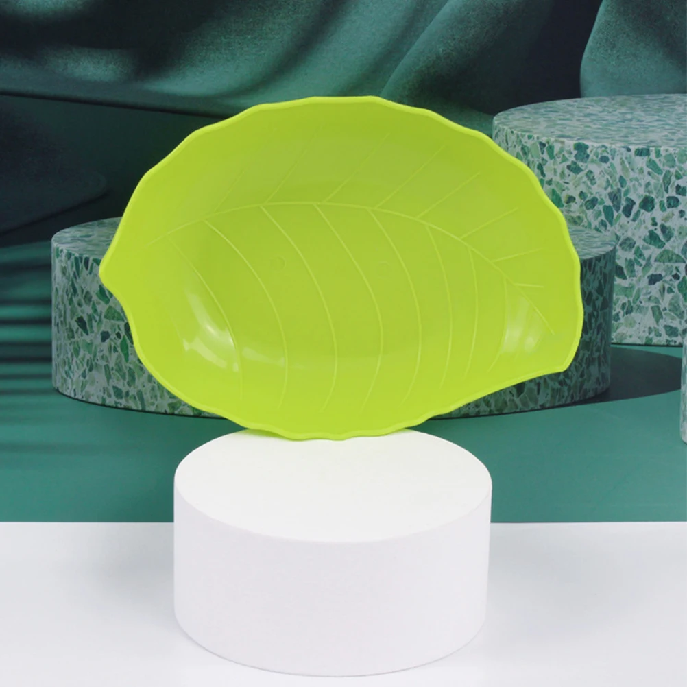 

Snack Serving Tray Leaf Dish Combination Multi-function Food Plates Green Plastic