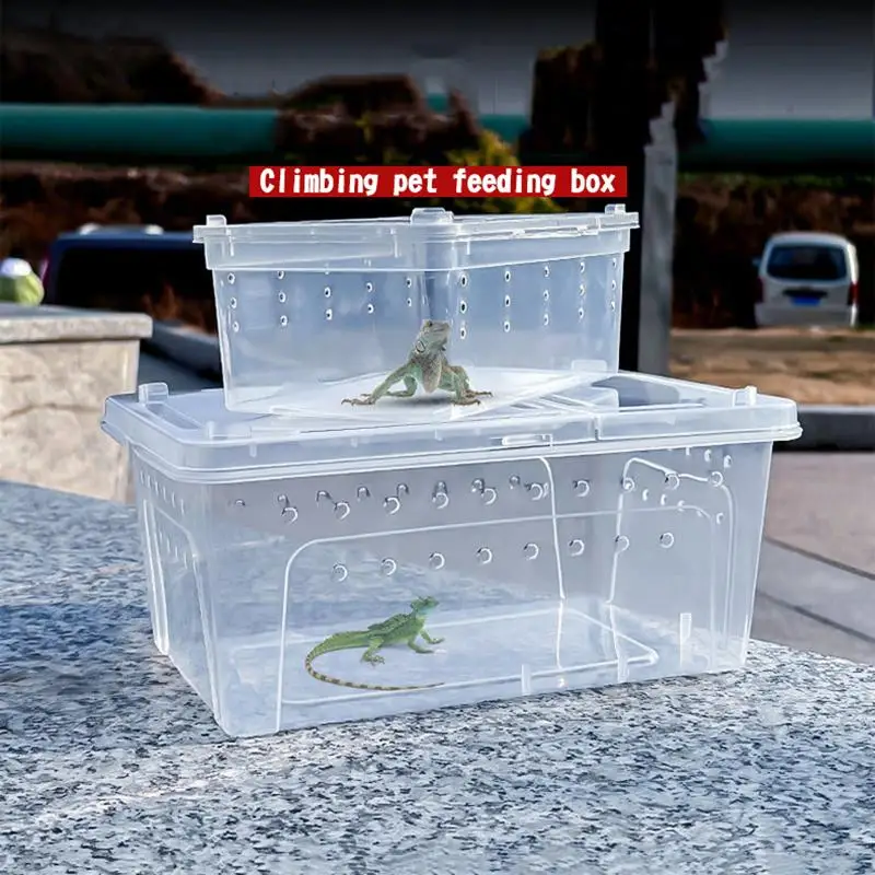 Transparent Stackable Reptile Breeding Box Ventilated Escape Proof Terrarium Container for Turtle Lizard Transport Rearing