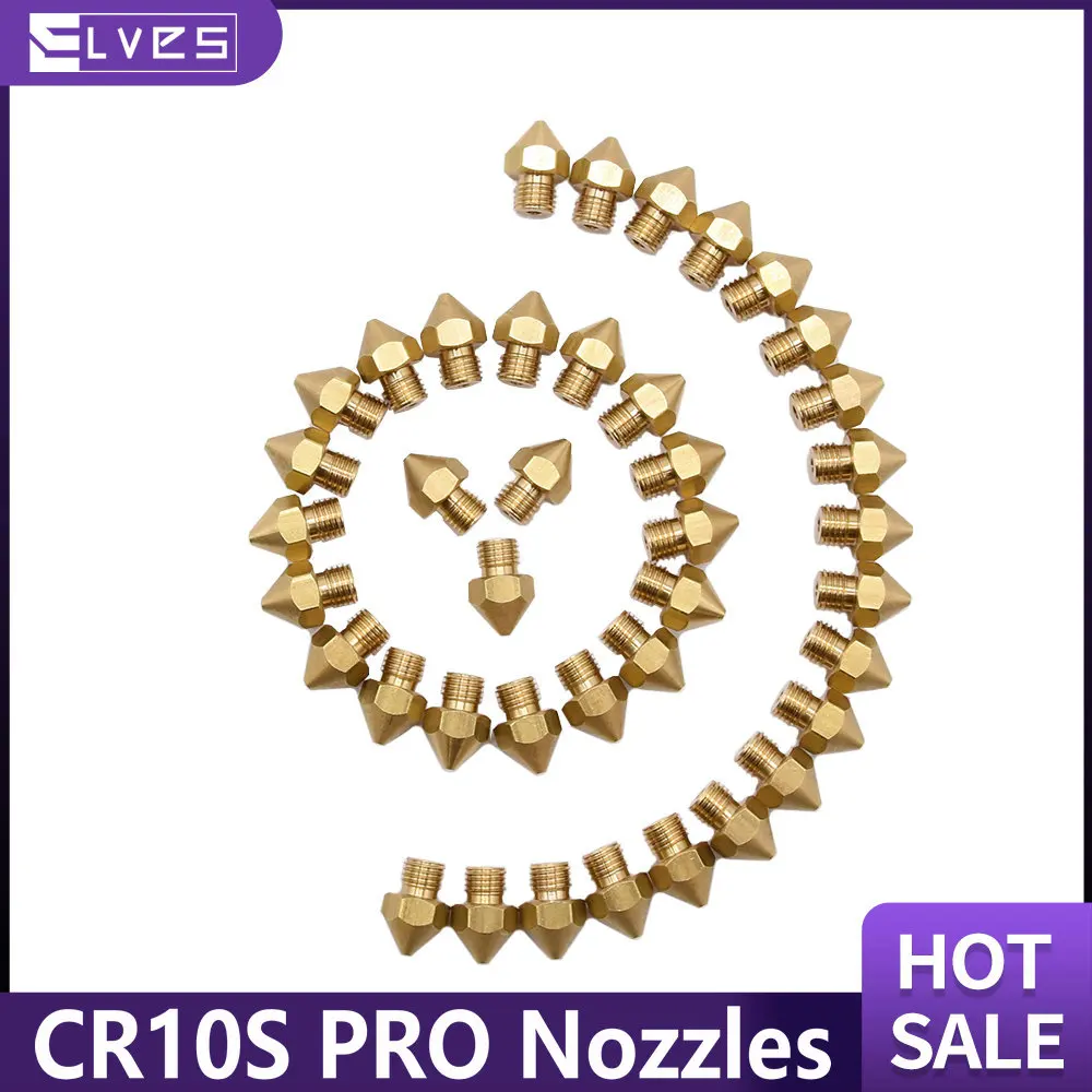 ELVES 3D Printer Part CR10S PRO Nozzles 1.75MM 0.2 0.6 0.8 1.0 0.4MM extruder nozzles M6 Original Specially for CR10S Pro hotend