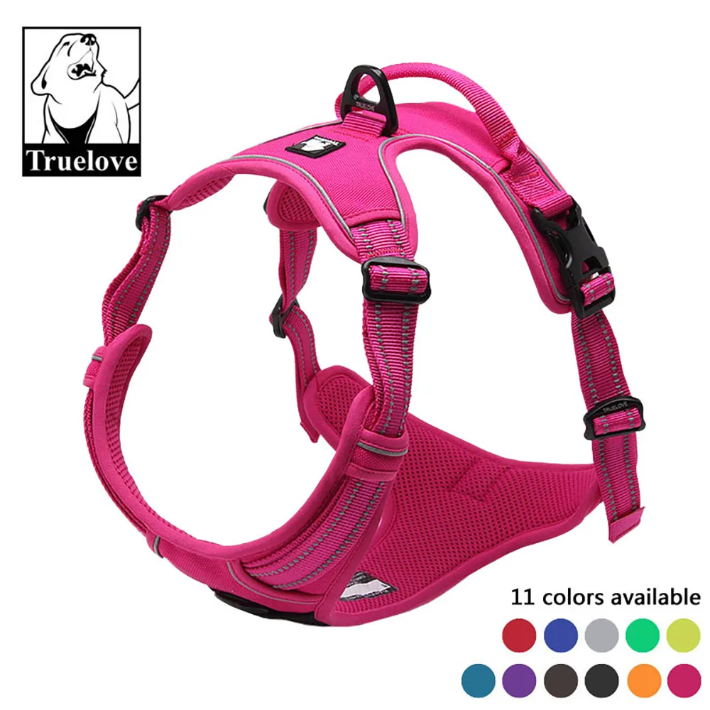 Truelove No Pull Padded Dog Harness 3M Reflective Nylon Pet Vest Harness for Dogs Adjustable Straps Handle Design Bulldog Pug