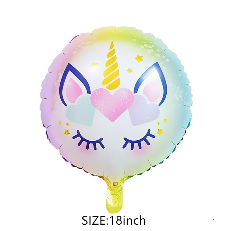 18 Inch Round Eyelash Flower Inflatable Unicorn Foil Balloon Happy Birthday Girls Party Holiday Wedding Decoration