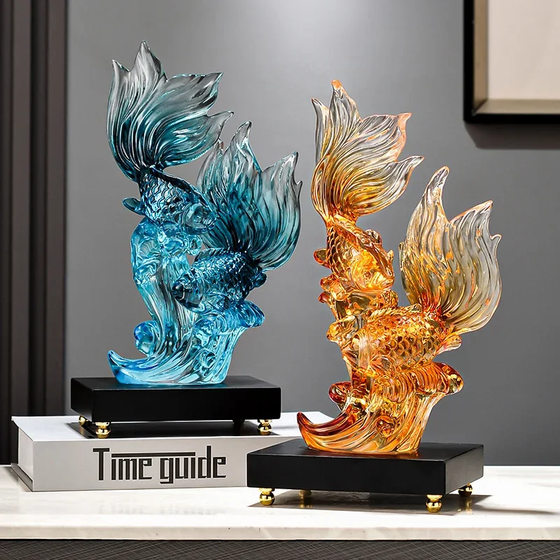 

Украшение рыбы из смолы, скульптура, декоративный эстетический домашний декор, украшения для гостиной для дома, роскошный новогодний подарок