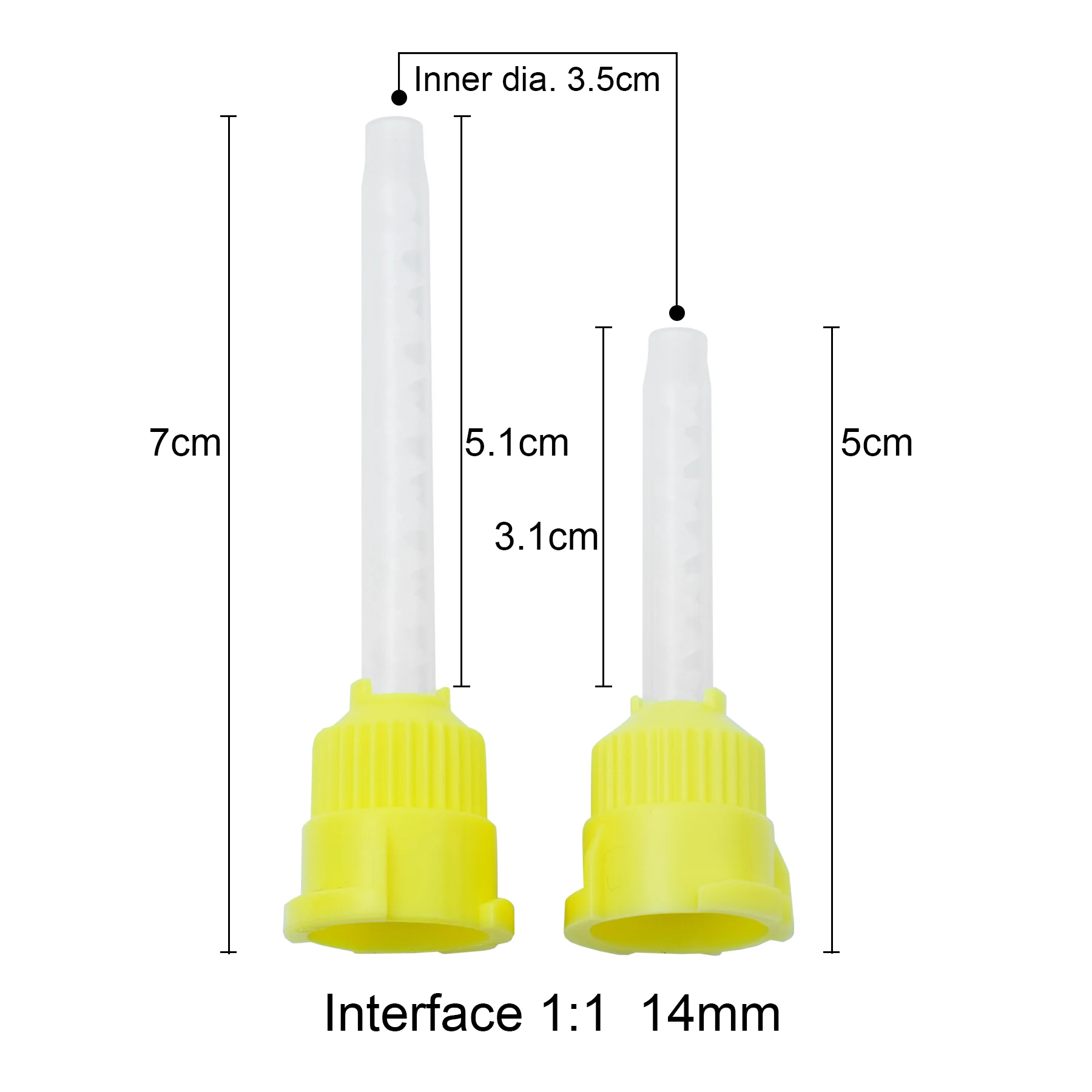 50Pcs/Pack Dental Mixing Tips  Tips Disposable Mixers Yellow 1:1 Yellow Mixing Tips Disposable Dentistry Materials