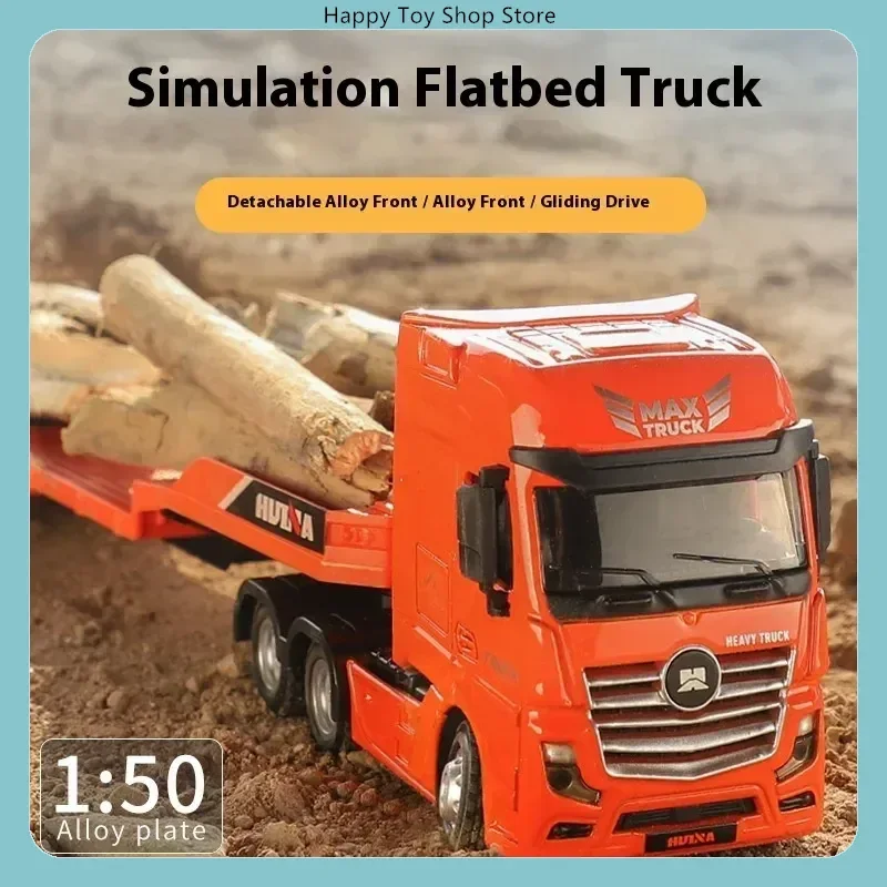 

Huina 1:50 Semi-Alloy Flatbed Trailer RC Excavator Model Car Remote Control Toy Static Gift for Children