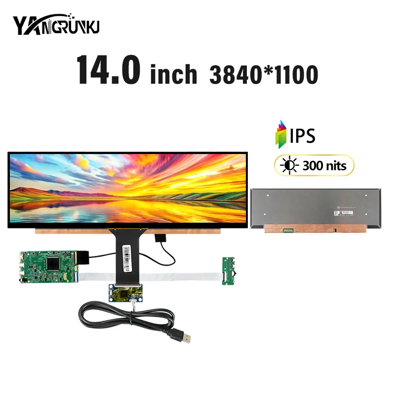 BOE 14.1inch 3840x1100 4K LCD NV140XTM-N52 eDP 60Hz IPS Screen for Keyboard Digital Display PC Case Secondary Monitor DIY