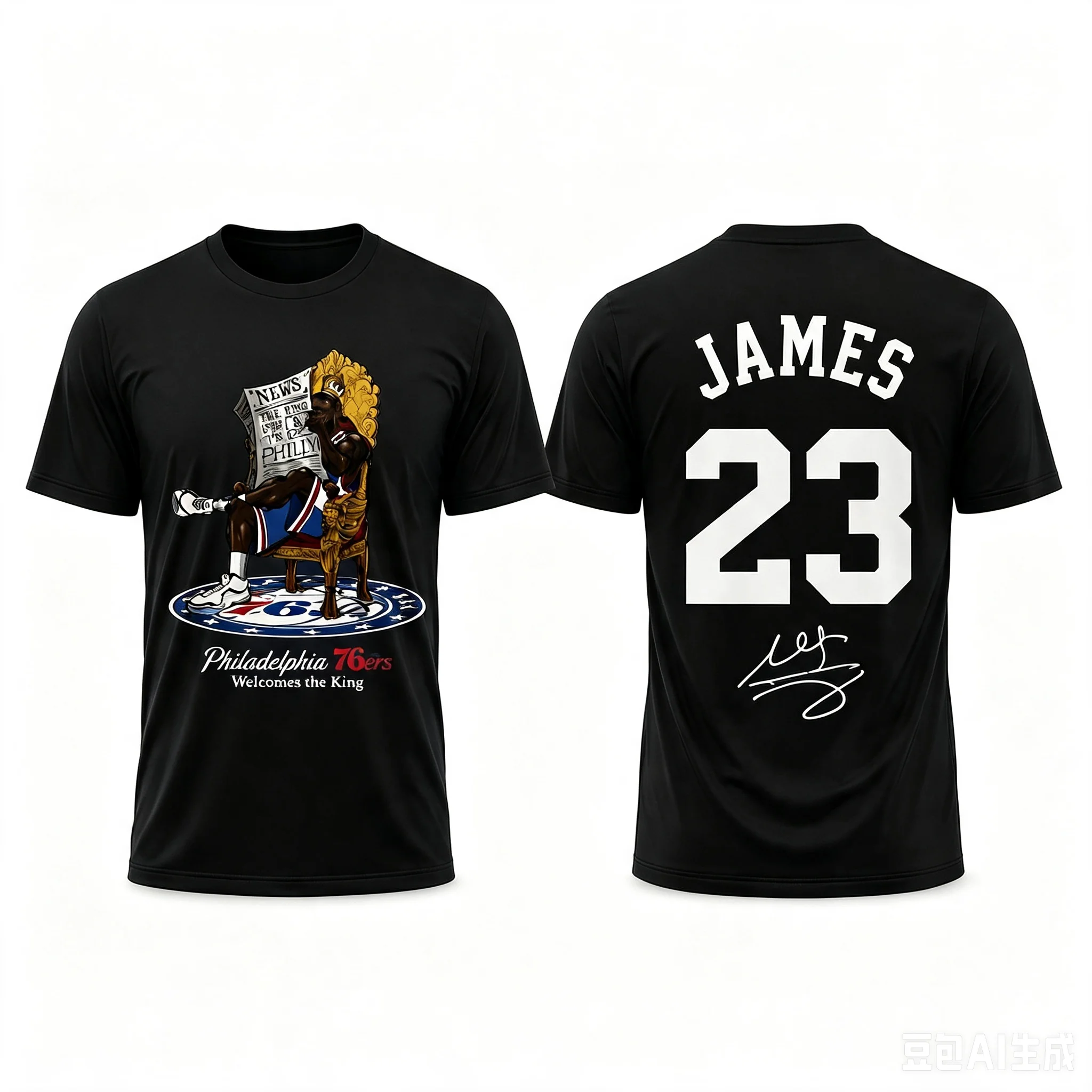 2026 Summer New Style LeBron James Philadelphia 76ers Team Welcome King Fashion Roundneck Men's and Women's Matching T-Shirt