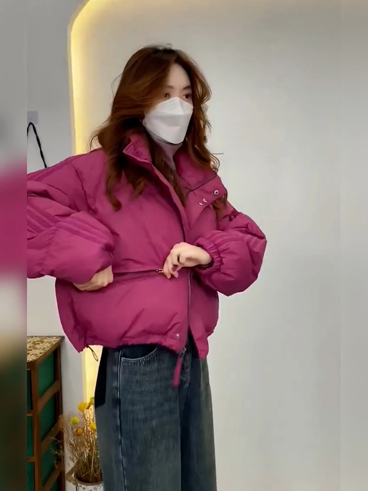 

Pink ort Thiened Women's down Jaet Korean Sle Commute Faion White Du down Filling Winter Collection