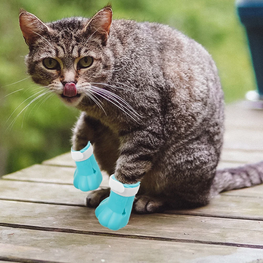 

4pcs Cat Shoes For Cats Only Silicone Cat Boots Adjustable Paw Covers Anti-Scratch Protection For Bathing Grooming Pet Supplies