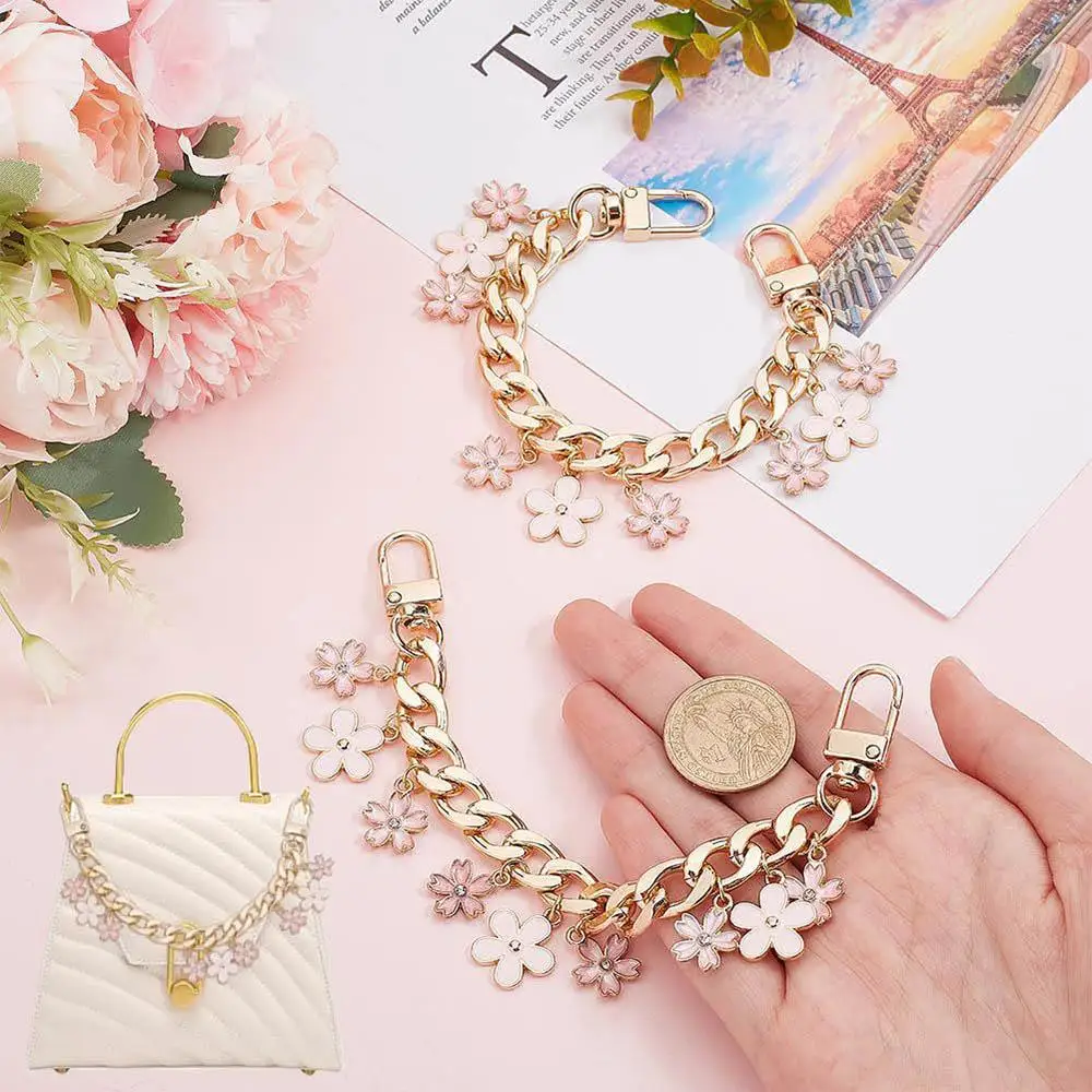 

Bag Handle Pants Chain Bag Chain Clothing Chain DIY Sweet Handbag Pendant Artificial Pearl Personality Flower Bag Decoration