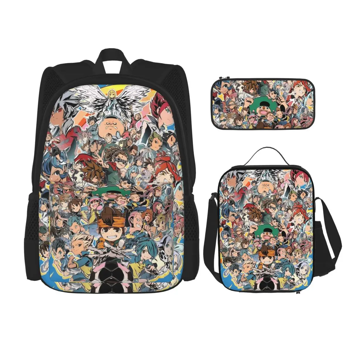 

Inazuma Eleven 3pecs/set Backpack for Student Role-Playing Video Game Laptop Daypack Lunch bag Pencil Case