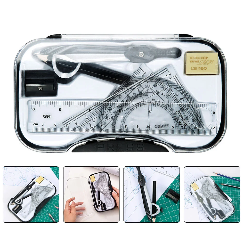 8Pcs Geometry Precision Tool Multi-purpose Drawings Measuring Geometric Rulers Office Supplies (Assorted Color)