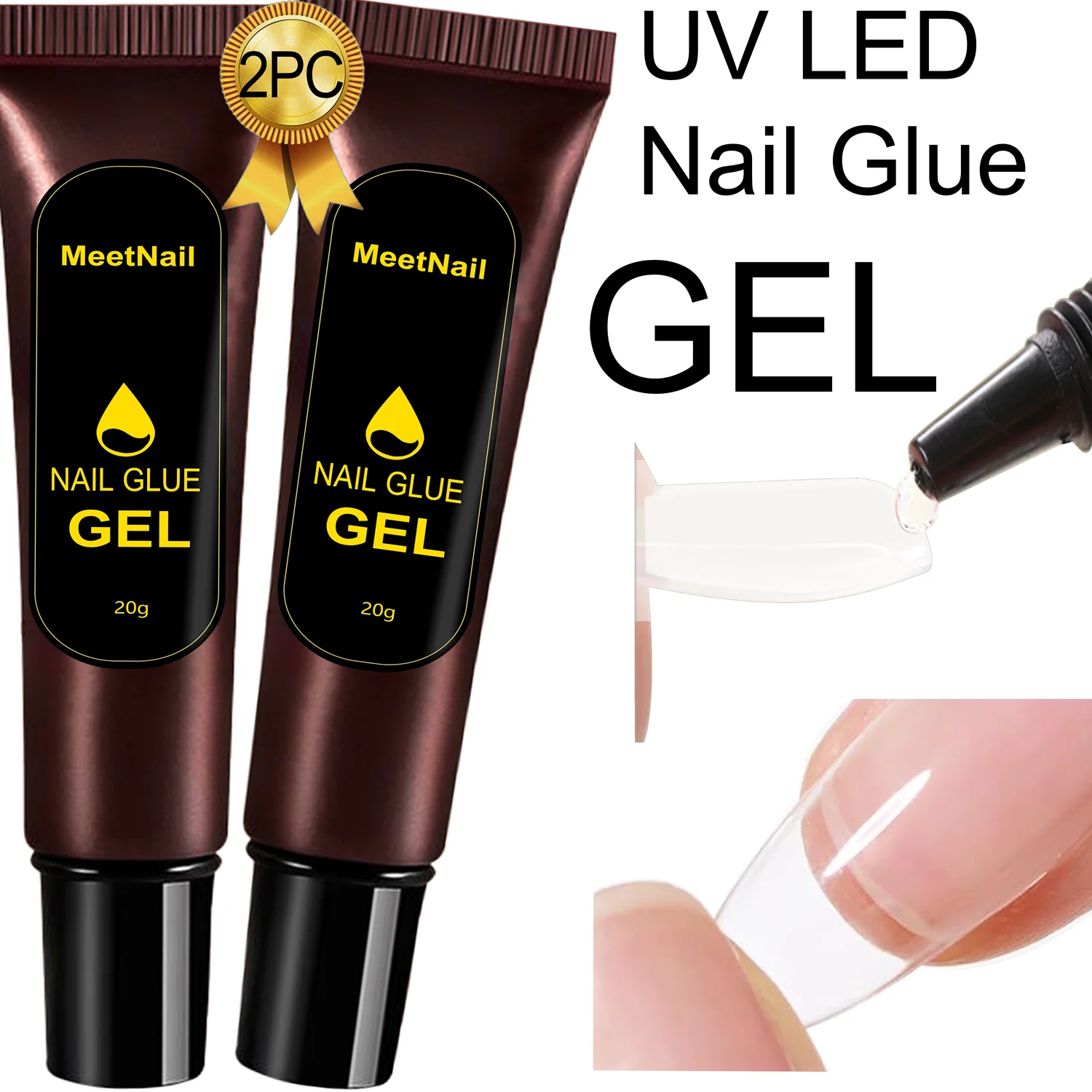 

Super Strong 20g Uv Semi Solid Nail Glue, 2pcs Best Soft Gel Nail Glue for Press on Nails - No UV Light Needed, Long Lasting