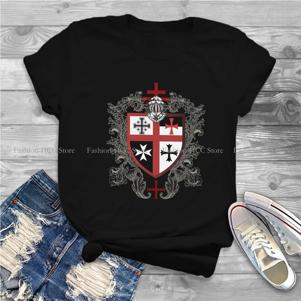 Templar Knight Polyester TShirt for Women Shield Symbol Medieval Emblem Secret Order Soft Leisure Sweatshirts T Shirt Novelty