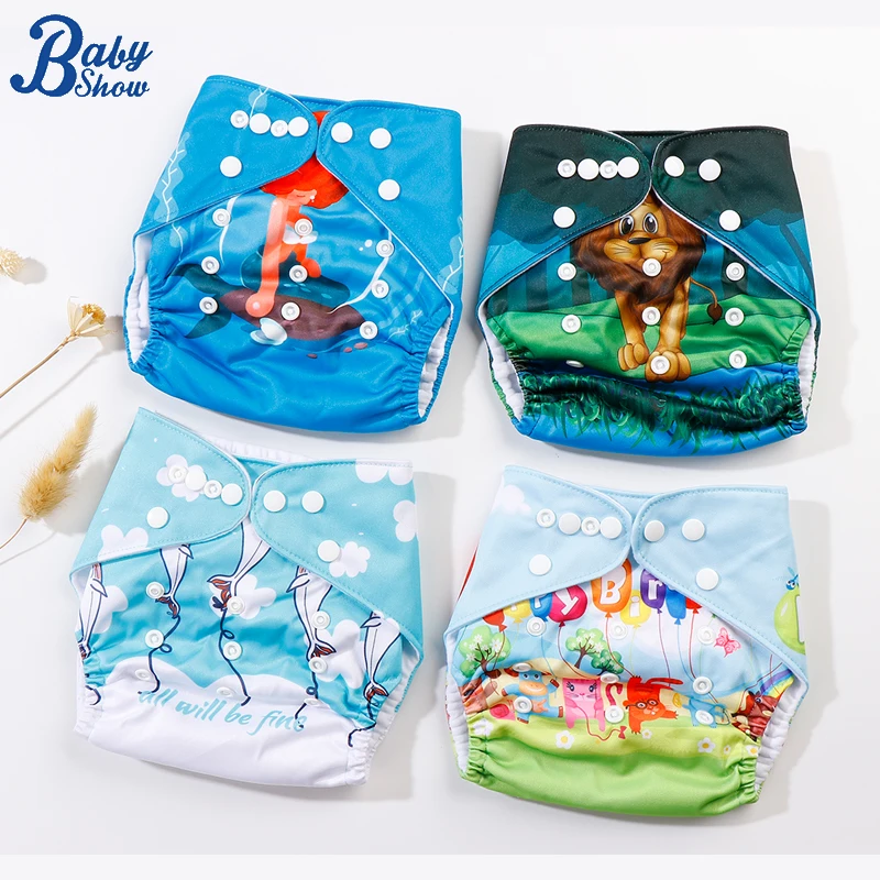 Suede Cloth Diapers Baby Washable Reusable Pocket Nappy Diaper One Size Adjustable Fashion Print Nappies for Babies