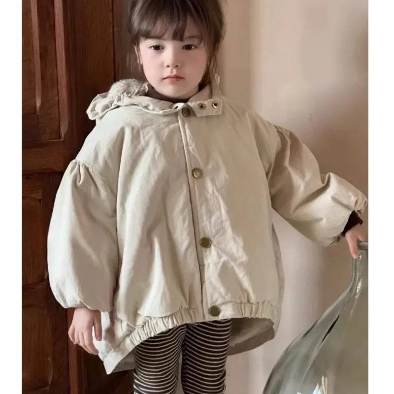 

2024 Baby Girls Winter Hooded Coats Thick Warm Fashion Kids Children Overcoats Clothes