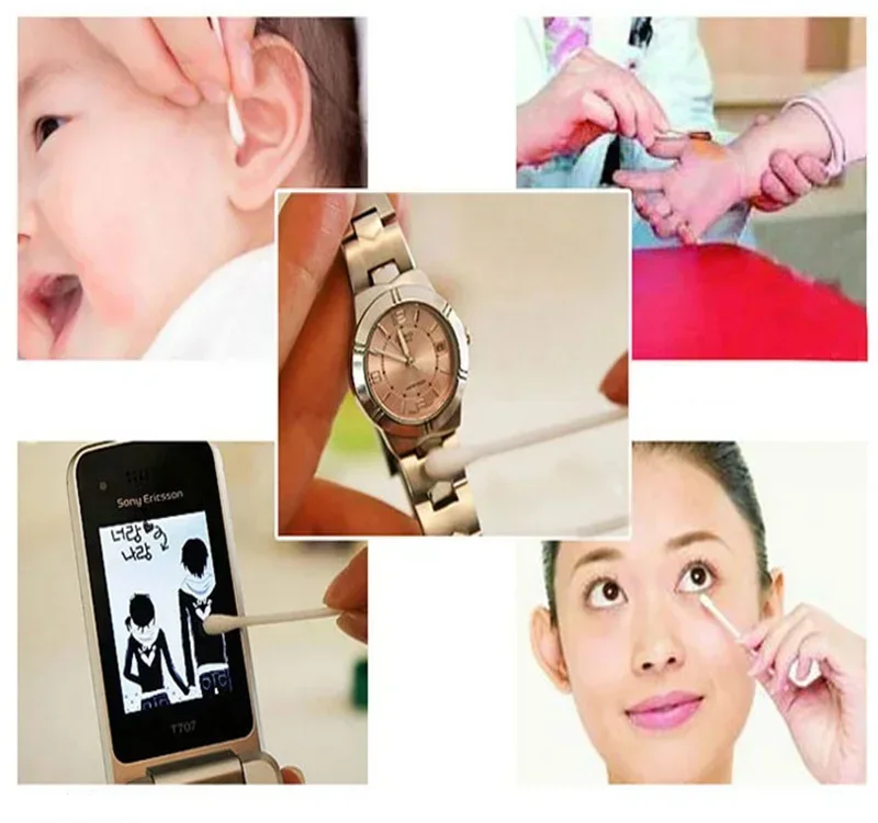 براعم قطن مزدوجة تلميح العصي الأنف الأذن تنظيف أدوات الرعاية الصحية رئيس الخشب أعواد قطنية النساء ماكياج Lipstik ВТНКыыыыыыыыыы #6