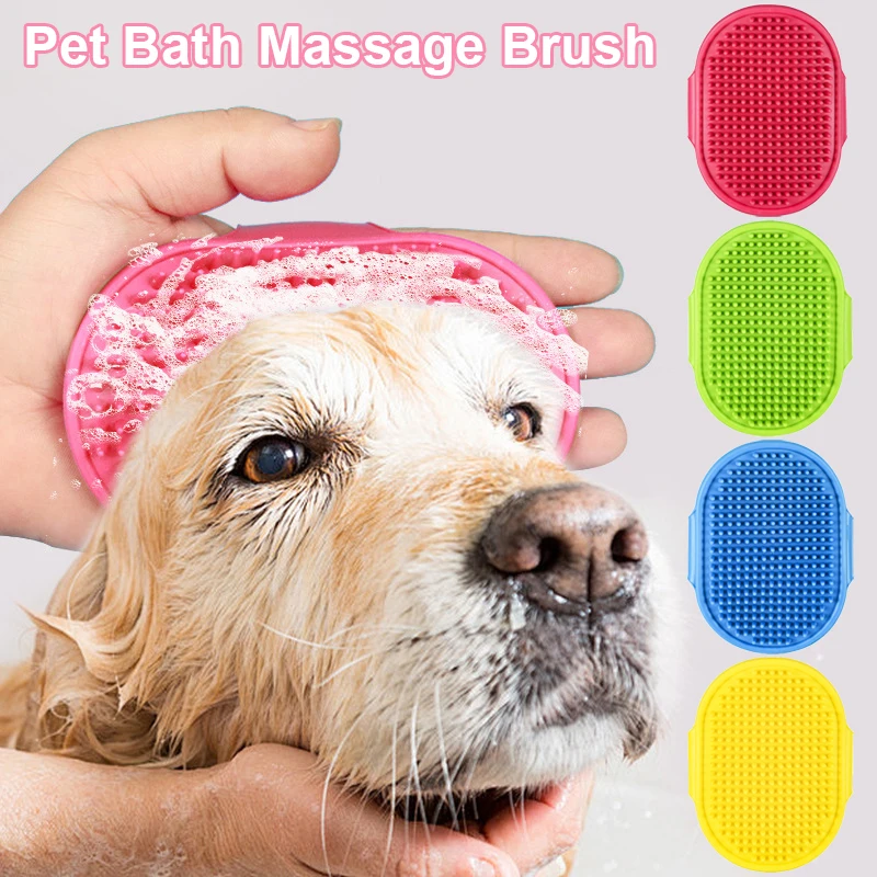 

Soft Rubber Dog Brush Cat Bath Comb Rubber Glove Hair Remover Pet Grooming Massage Brush for Dog Cats Pet Bath Cleaning Supplies