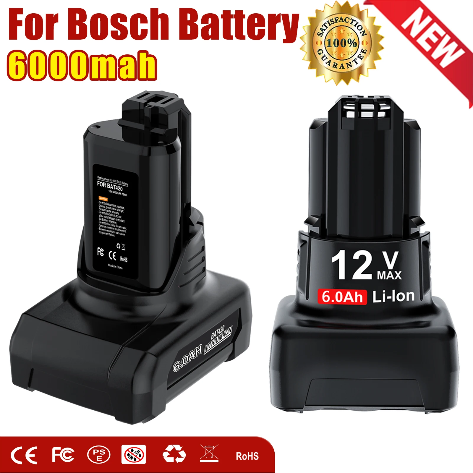 

4 шт., литий-ионные аккумуляторы для Bosch BAT420 6000 В, 10,8 мАч