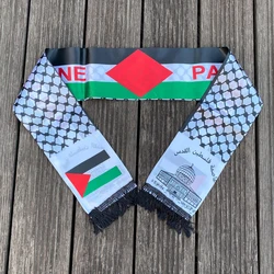 xvggdg  14x130cm Scarf Printing Satin Palestinian Flag   national day Scarves palestine shawl