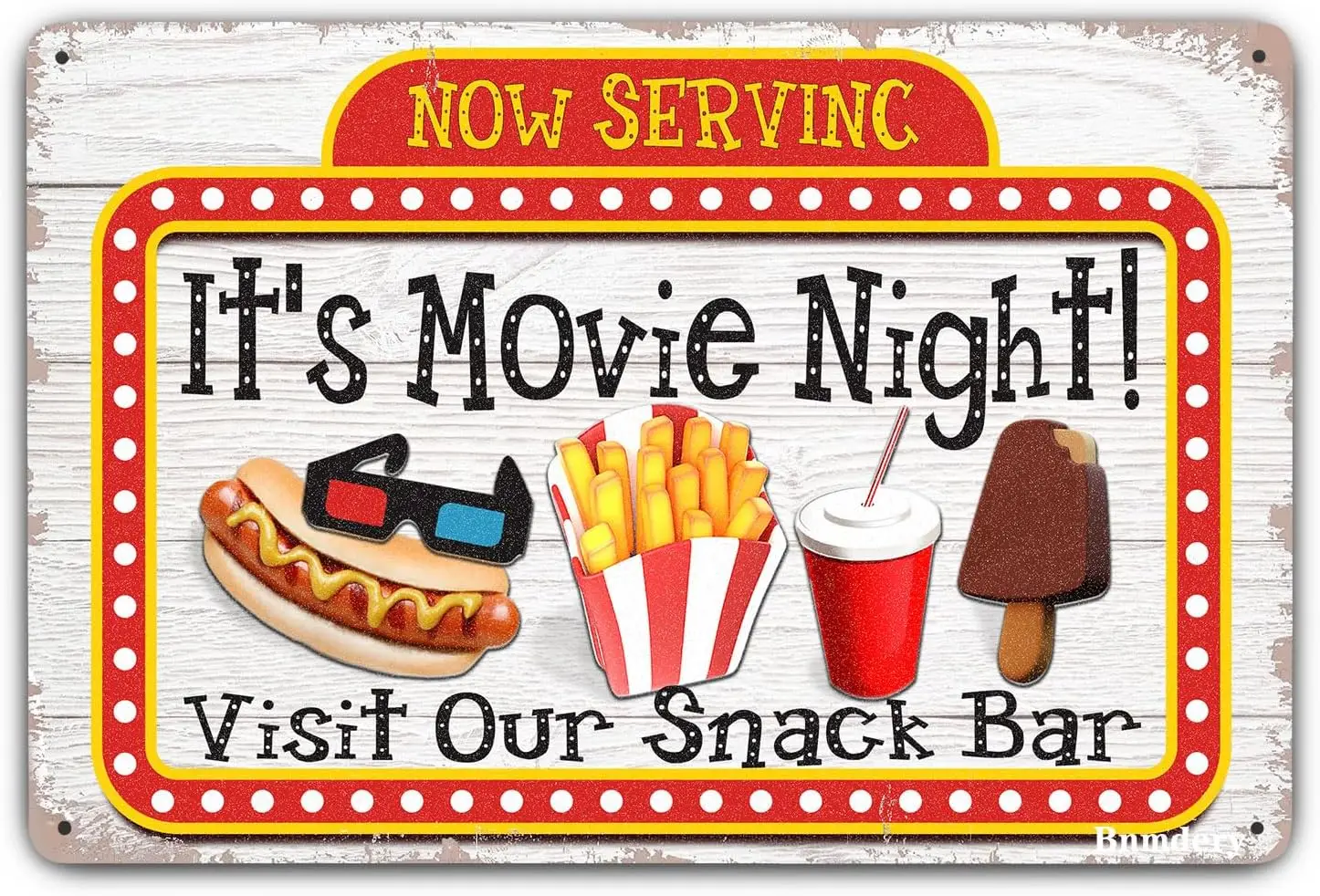 METAL SIGN NOW SERVING Movie Night Retro decoration Family Bedroom Cinema Bar Cafe Club Cave Wall decoration Retro tin sign