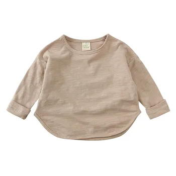 Kids' Cotton Long-Sleeve T-Shirt | Soft O-Neck Base Layer 5 Autumn Boy Girl Baby O-neck Solid Bottoming Shirt Children Simple Casual Long Sleeves T-shirt Kid Cotton Tops Infant Unique Tees 5