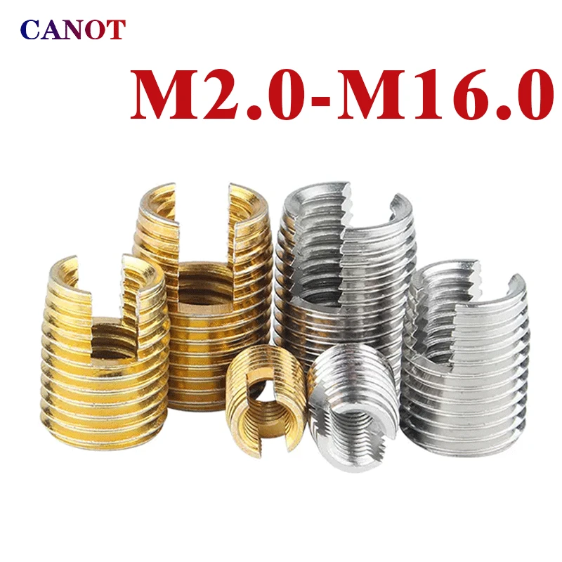 M2 M2.5 M3 M4 M5 M6 M8 M10 M12 M14 M16 Stainless/ Carbon Steel Metal Thread Repair Insert Self Tapping Slotted Threaded Nut