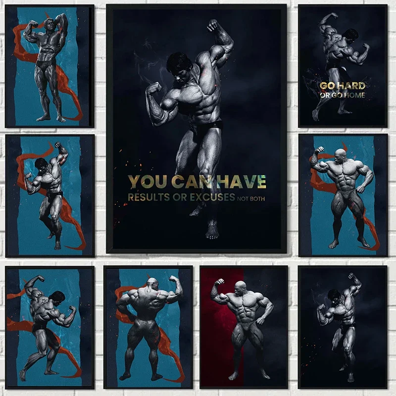 Bodybuilding Poster Arnold Schwarzenegger Dorian Yates Ronnie Coleman Fitness Canvas Painting Wall Art for Gym Bedroom Decor