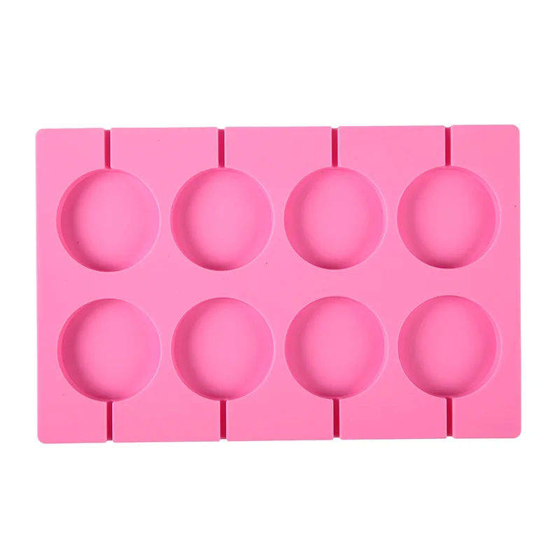 8-Cavity Round Silicone Lollipop Candy Mold Homemade Kids Cake Chocolate Cookies Decorating Tools Mould Baking Pastry