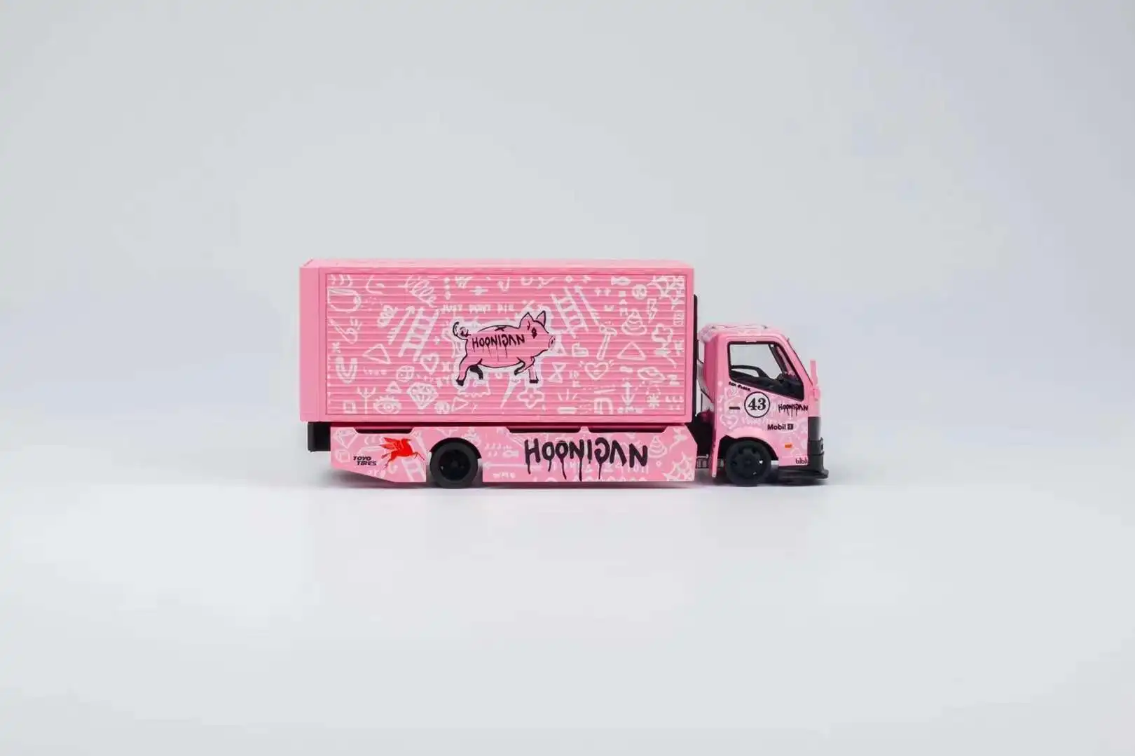 Micro Turbo 1:64 Ken Block 43 Gull wing truck container trailer Pink Diecast Model Car