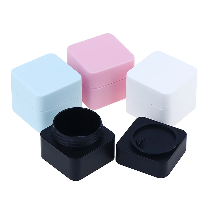 Recipientes cuadrados de plástico vacíos para decoración de uñas, tarro pequeño de muestra para crema, caja de polvo de Gel para uñas, herramienta de loción de maquillaje, 5g-50g