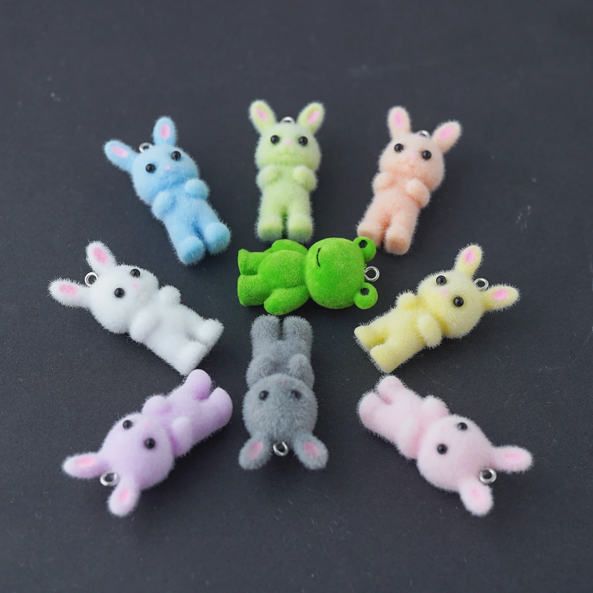 

5pcs Cute resin animal Rabbit frog Charms Plush Cartoon doll Pendant for Keychain Making DIY Jewelry Accessories Wholesale