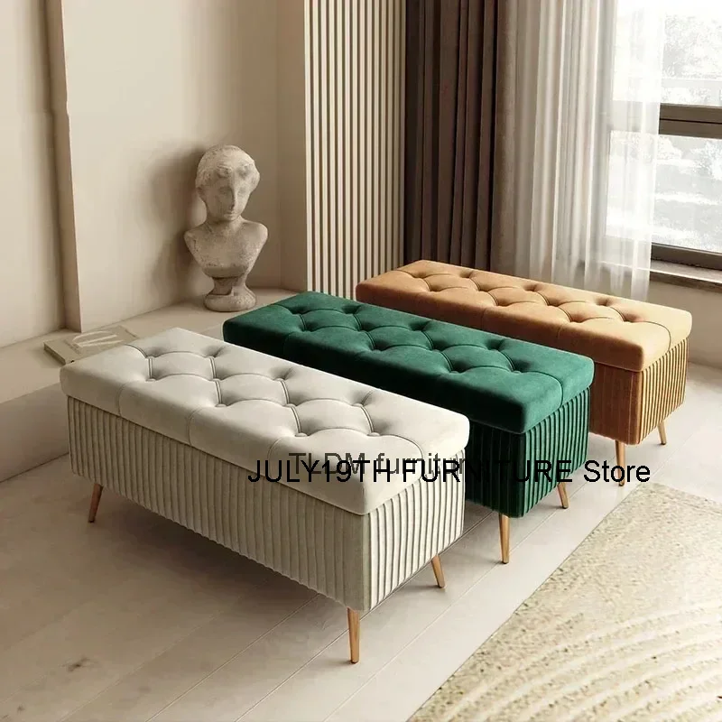 

Light Luxury Living Room Ottomans Home Door Shoe Changing Stools Bedroom Bed End Stool Clothing Store Fitting Room Storage Bench