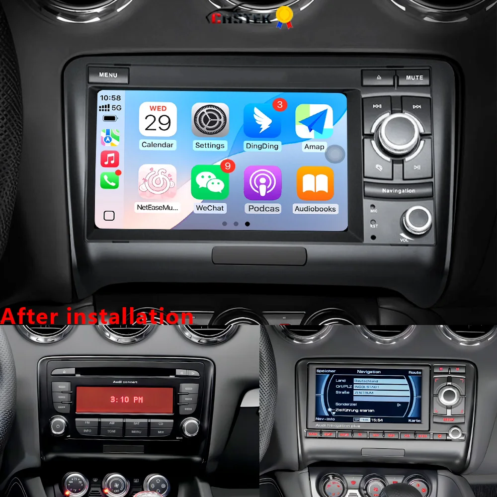 CHSTEK Carplay Car Radio For Audi TT MK2 8J 2006-2015 Android 13 Player Navigation Bluetooth WIFI 4G RDS DSP Multimedia Headunit