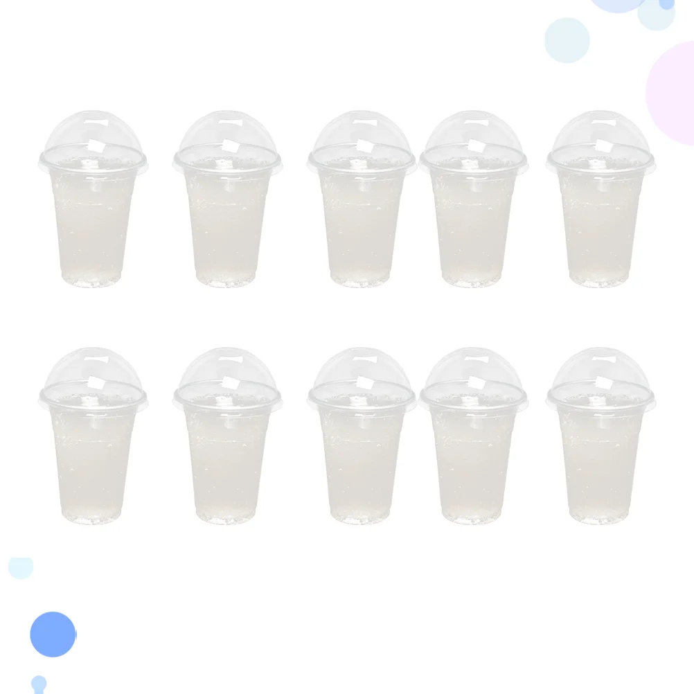 50/100Pcs Tea Cup With Lid 360ml/380ml/500ml Clear Plastic Cups with a Hole Dome Lids for Tea Fruit Juice Tea