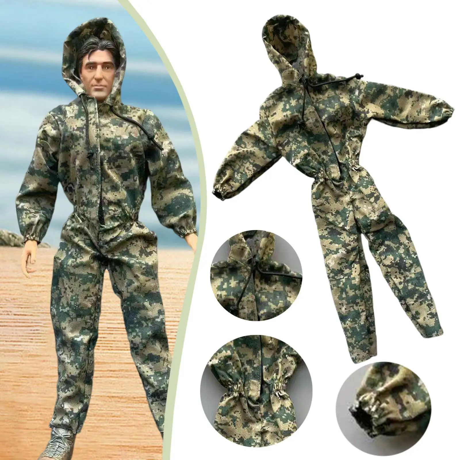 Miniature Figure Jumpsuit Green Cloth Soldier Uniform 1/6 Scale Action Figure Clothes for 12 Inch Male Model Dress Up