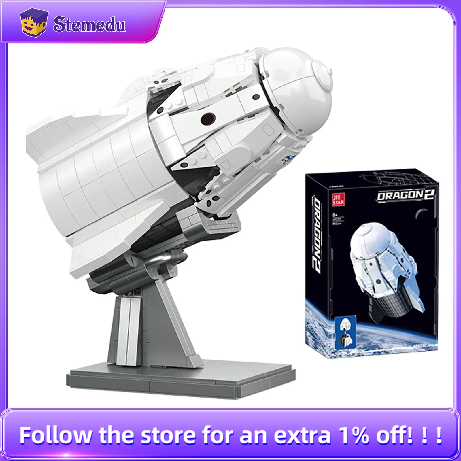 852pcs JJ9232 미니 빌딩 블록 Tianlong-2 우주선 모델 DIY 크리 에이 티브 벽돌 작은 입자 장식품 어린이 성인을위한 장난감