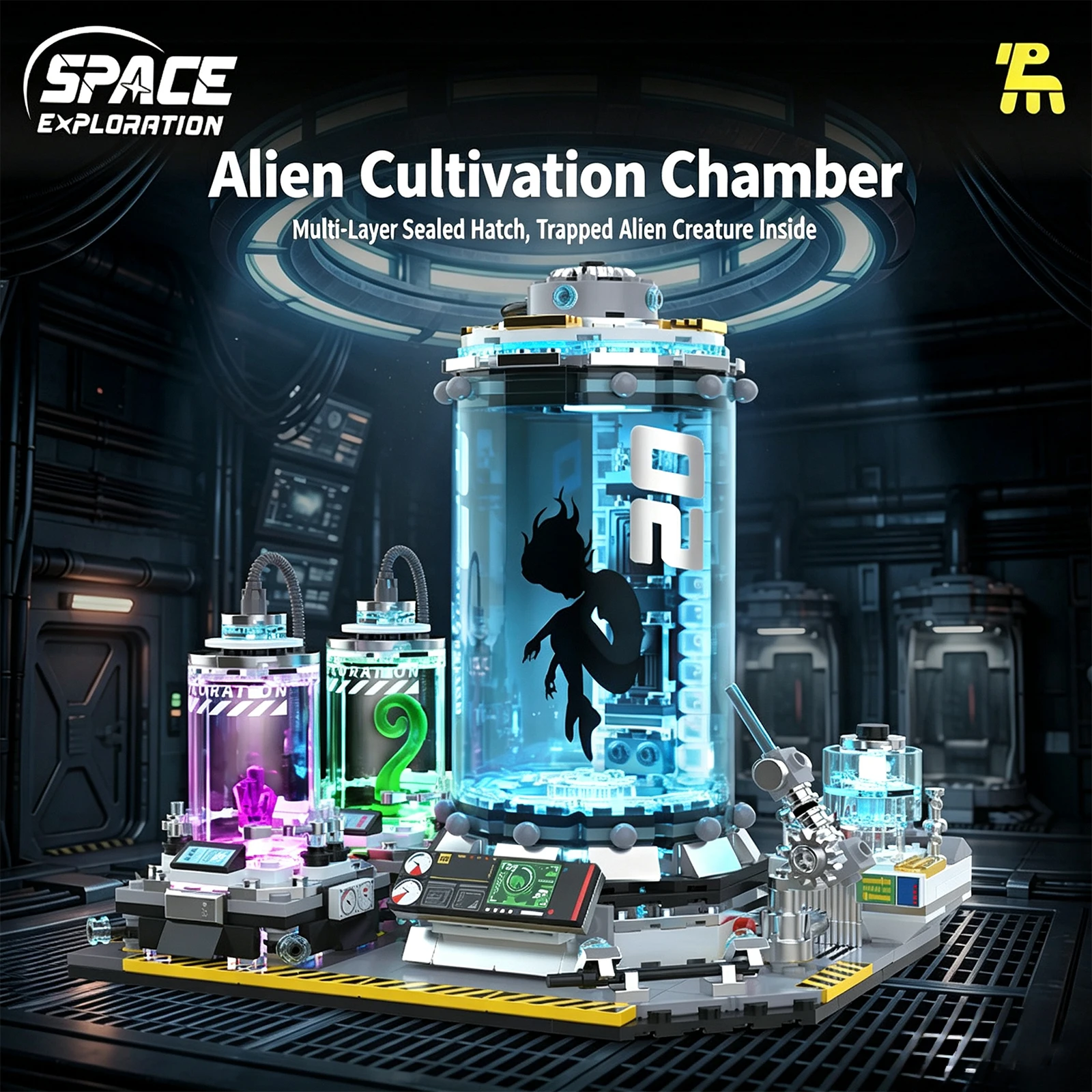 703PCS Interstellar Incubation Chamber Lighting Building Blocks Space Exploration Series Model Home Desk Ornaments Holidays Gift