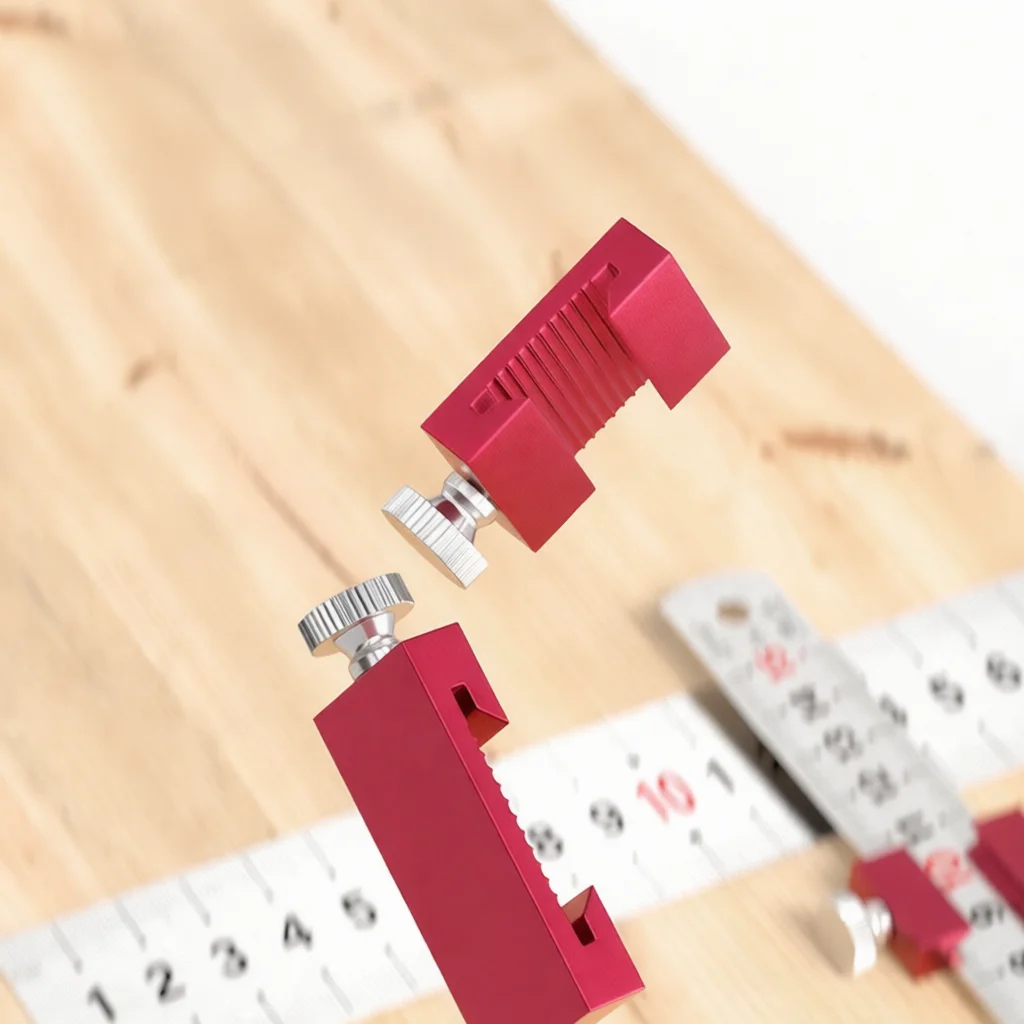 Steel Ruler Marking Positioning Block Aluminum Scriber Woodworking Fixed Slider Layout Measuring Tool Gauge Assist