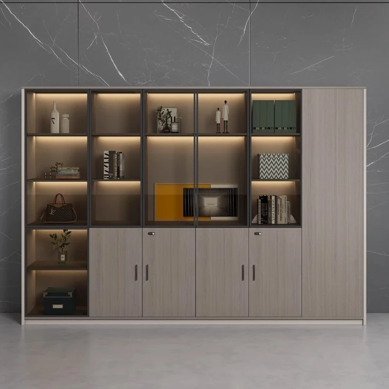 

File Cabinet Data Cabinet Glass Door Wooden Panel Low Cabinet