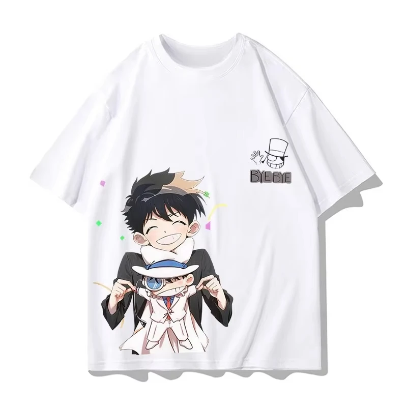 명탐정 코난 콜라보 캐주얼 반팔 티셔츠 남성 코난 몬스터 도둑 키드 애니메이션 남녀 스트리트웨어