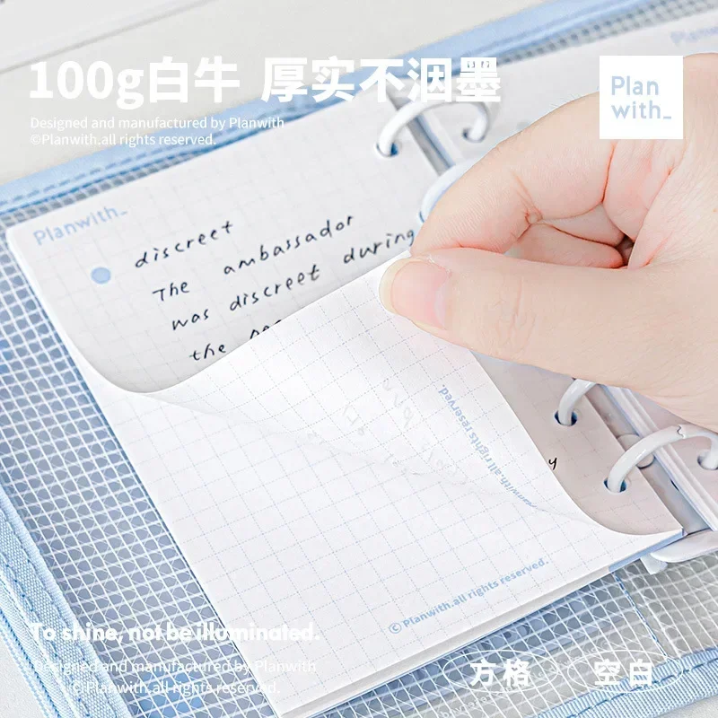 Imagem -04 - Notebook Transparente com Bolsa de Armazenamento para Estudantes Branco e Azul Jornal Binder Notepad Student Papelaria Simplicity Notebook 42 Folha a7