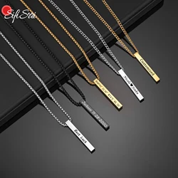 Sifisrri  Engrave 4 Side Name Bar Column Necklace For Women Stainless Steel Personalized Custom Side Chain Jewelry Set Gift