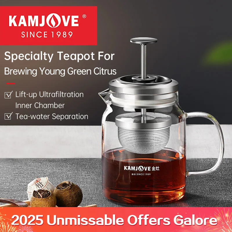 KAMJOVE French Presses Tea Pot For Young Green Citrus, Pu 'er Tea Art Pot, Black Tea Heat-Resistant Glass Pot French Pans Teapot